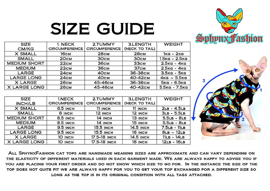 Sphynx Fashion Size Guide meadowsphynx